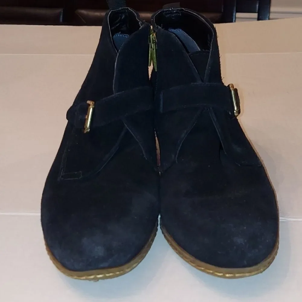 Franco Sarto Amerosa Black Suede Wedge Booties 9